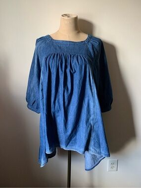 Free People Memories of You Denim Top Draped Tunic
